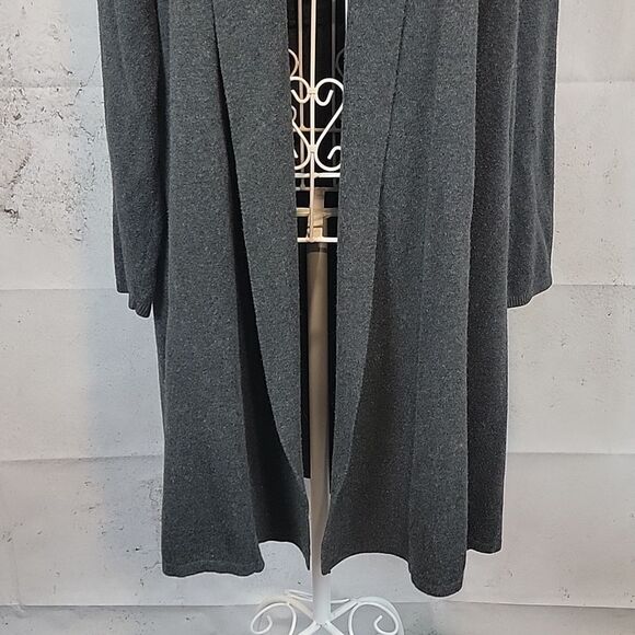 Christopher and Banks Grey Open-Front Sweater extra long Women's Size L - Picture 3 of 11